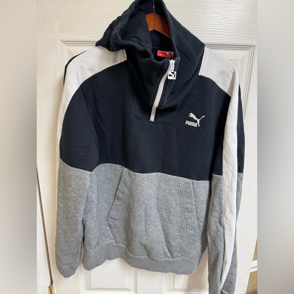 Puma sweatshirt VINTAGE 1/4 zipper pullover, fleece, great quality, size L